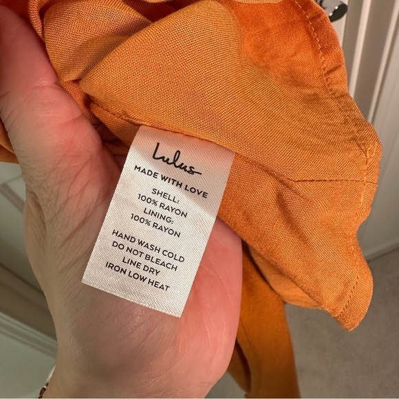 Lulus Malaga Moment Rust Orange faux wrap dress size L - Picture 7 of 7